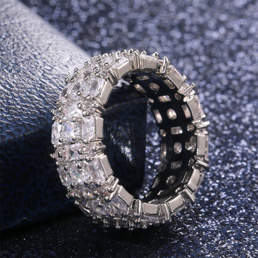 💞 Fashion Dainty Gems Full Around Zircon Luxury Eternity Rings Women, PD…